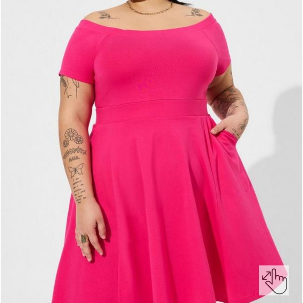 2 Pink Skater Dresses from Torrid for the price of 1! Worn once! Think Barbie!!!